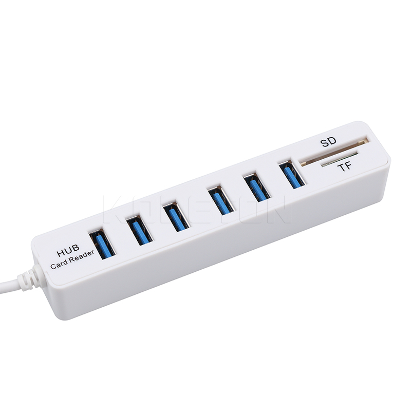 kebidu Hot USB Hub Combo 6 Ports USB 2.0 Hub 2 In 1 Splitter Multi USB Combo + SD/TF Card Reader For PC Laptop Computer