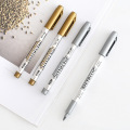 2pcs/lot DIY Metallic Waterproof Permanent Paint Marker Pens Gold And Silver For Drawing Students Supplies Marker Craftwork Pen