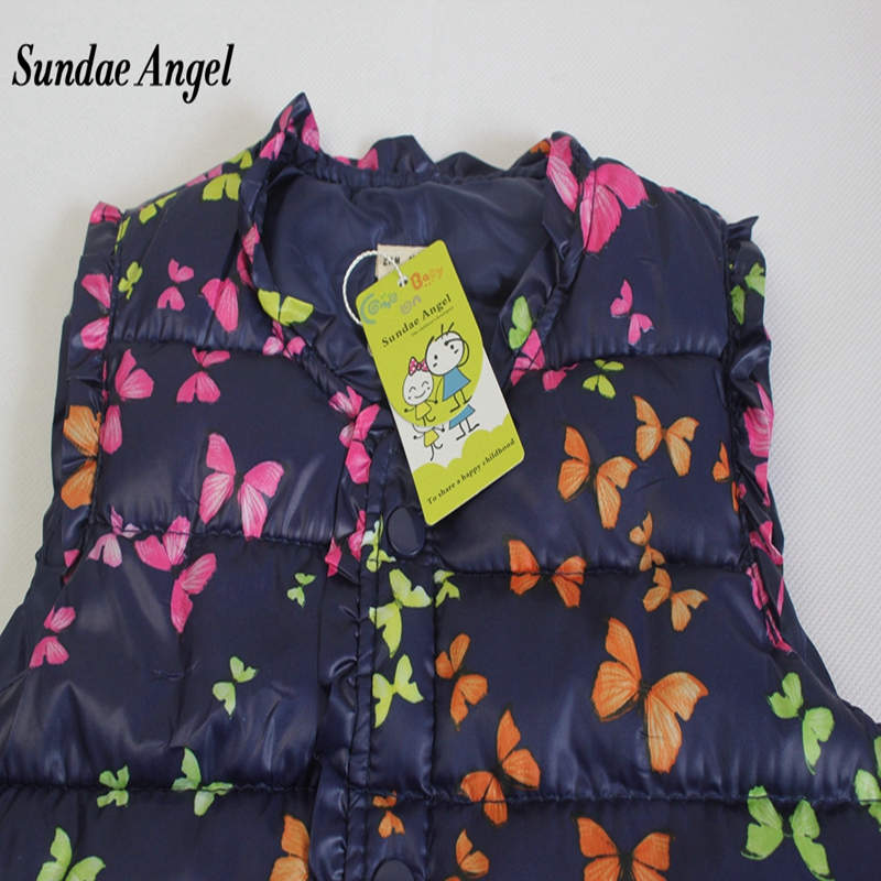 Sundae Angel Girls princess vest gilet Children's Winter Jackets Kids Girls Vest Sweet Butterfly Coat Cotton Waistcoat Clothing