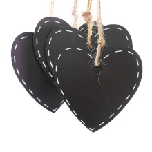 10pcs Heart Shape Wooden Gift Tag Blackboard With Hemp String Hang Tag Price Label Stationery Writing Notice Board Chalkboard