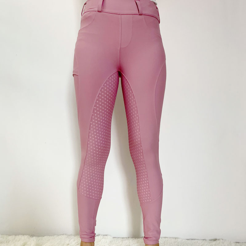 Pink Women Riding Tights Pockets Equestrian Breeches