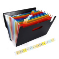 Expanding File Folder A4 Letter Size Portable Document Holder with 12 Pockets Black Filing Folders Desk Storage Accordion File O