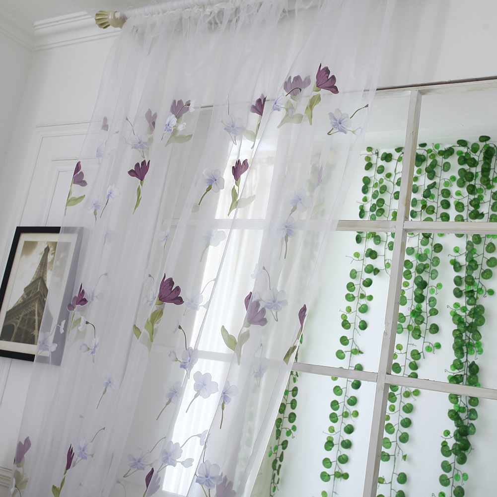 Peony Flower Home Bedroom Tulle Voile Door Window Curtain Drape Panel Valance