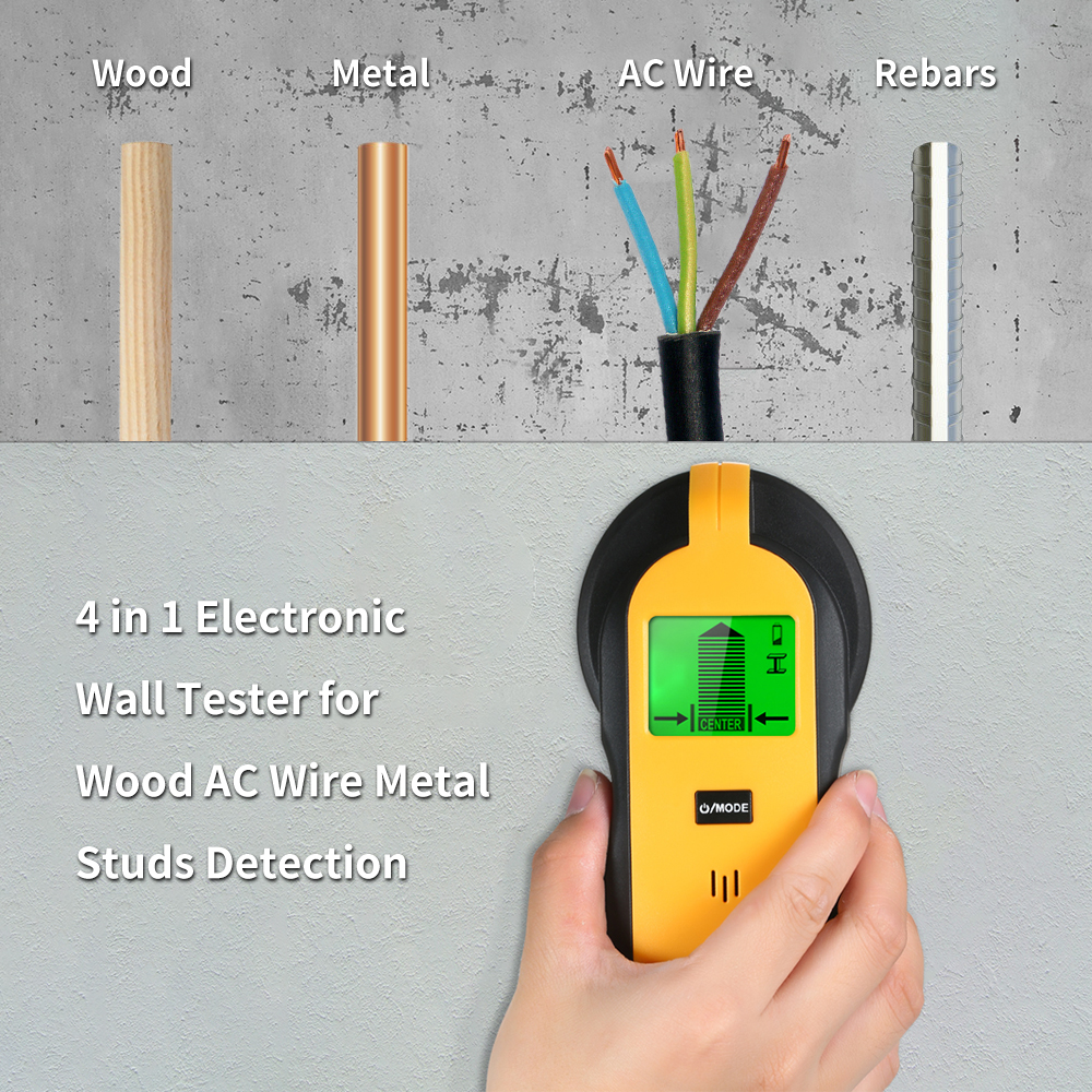 4 in 1 Wall Tester Stud Finder Sensor Wall Scanner with LCD Display for Wood AC Wire Metal Studs Detection Handheld Wall Tester