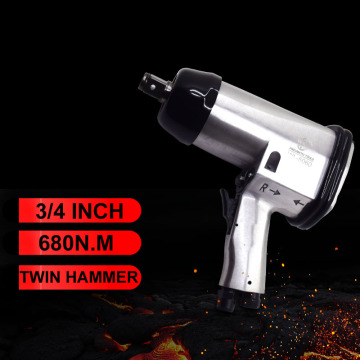 3/4 Inch Air Wrench Pneumatic Impact Wrench Gun Solid Truck Lorry Wrenches Tools Twin Hammer 680N.M Torque Tire Repair Spanner