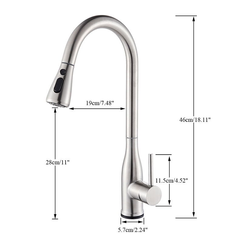 Brushed Nickel Kitchen Faucet Sensor Pull Out Sprayer Rain 360 Rotation Hot Cold Mixer Crane Tap Deck Mounted 2-way Spout