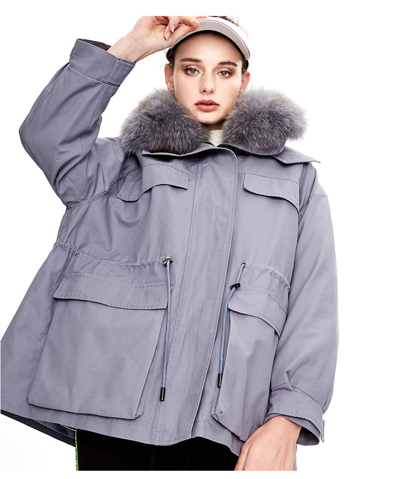Winter Clothing Ladies Solid Color Loose Parka Jacket