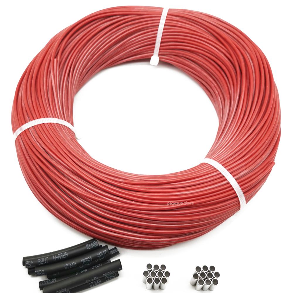 1k 410ohm silicone rubber carbon fiber heating cable 5V-220V floor heating low cost high quality infrared heating wire