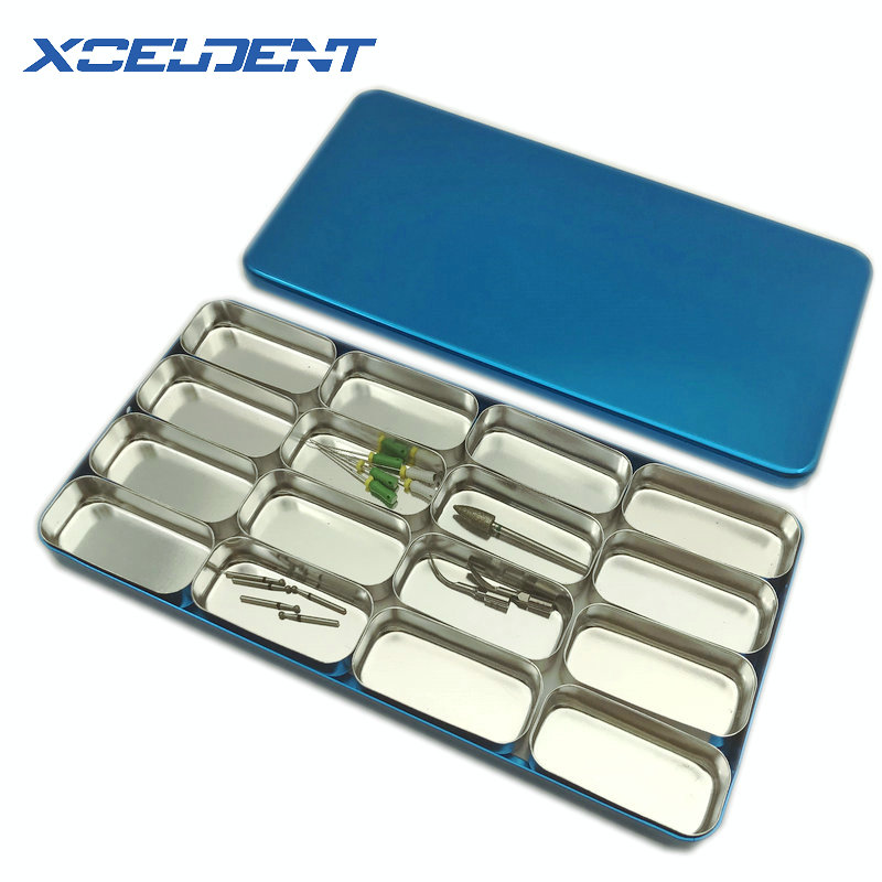 1pcs Dental Lab Supplies Box for Bur H /K Files Holder Block Sterilizer Case Disinfection Endo Box 16 Racks Dental Instrument