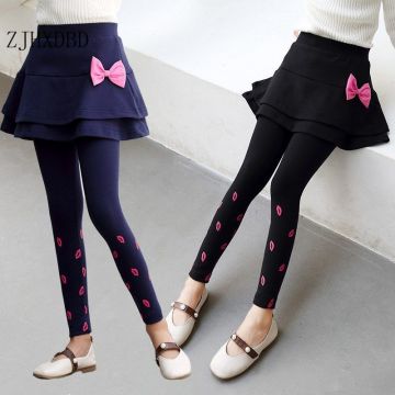 2021 Bow Tie Toddler Baby Clothes Autumn Kid Trouser Modis Winter Tight Leggings for Girls Skirt Pants Children Sweatpants 4-16Y