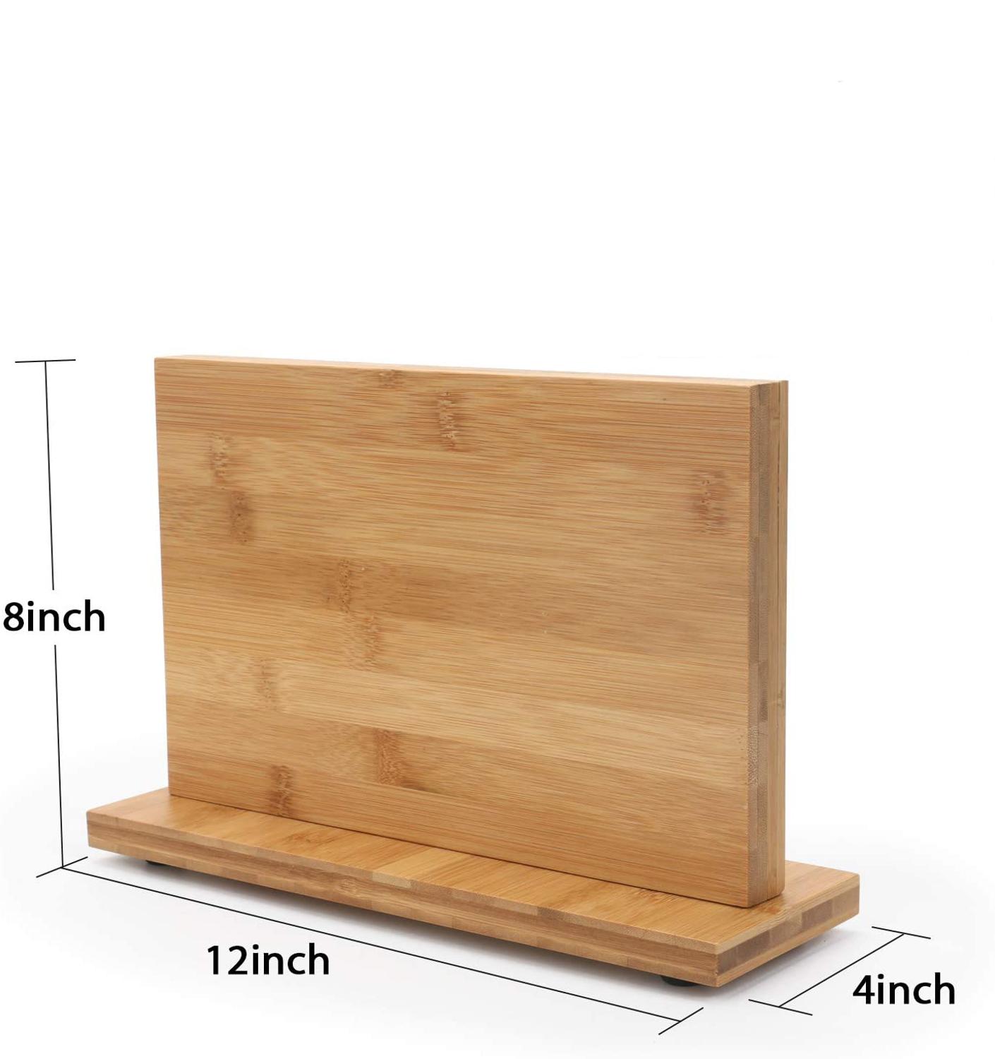 Magnetic Knife Block, Natural Bamboo Knife Holder with Strong Magnets, Double Side Cutlery Display Stand and Storage Rack
