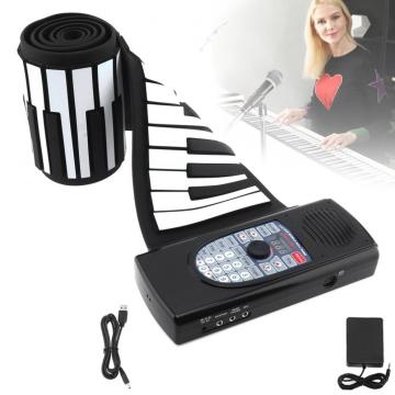 88 Keys MIDI Roll Up Piano Rechargeable Electronic Silicone Flexible Keyboard Organ Built-in Speaker Support Bluetooth