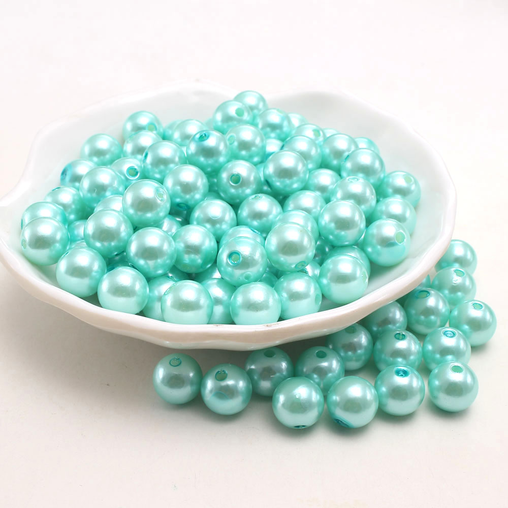 MHS.SUN A69 Mint green 4MM-30MM with hole Loose ABS imitation pearls beads round plastic pearl for diy jewelry accessories