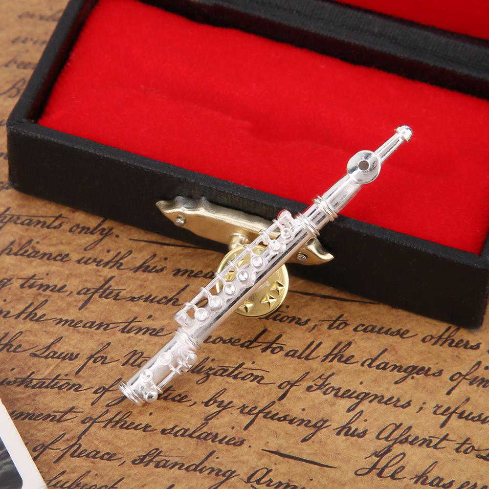 Mini Instrument Brooch Pin Flute Shaped Musical Instrument Brooch Pin Home Decoration Accessory for Gift Collection