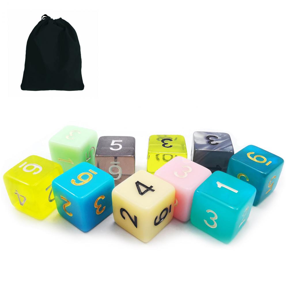 Portable 6 Sided Acrylic Number Dice Multicolor