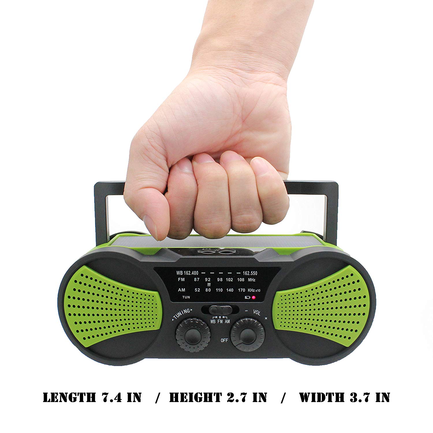 Solar Power WB Crank Emergency Power Bank Hand Crank Self Powered AM/FM Weather Portable Radio 2000mAh Rechargeable