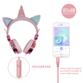 Funny Kids Headset Colorful Diamond Unicorn Headphones Girls Music Helmet Wired Earphones With Gifts Box Christmas Brithday