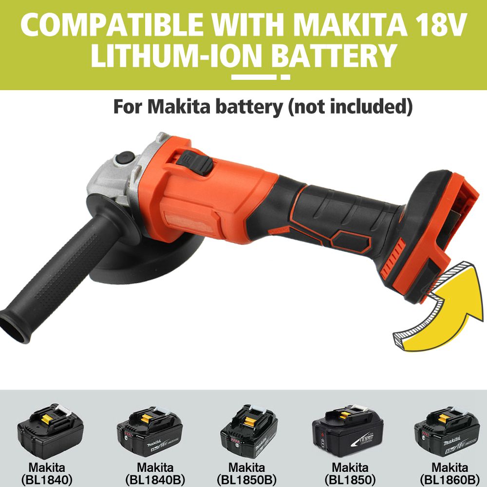 100/125mm 800W Cordless Brushless Impact Angle Grinder Variable Speed For Makita Battery DIY Power Tool Cutting Machine Polisher