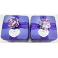 Purple Wedding Tin Box with Flower Decration