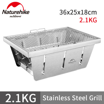 Naturehike Camping Folding 2.1KG Stainless Steel Grill Portable Outdoor Barbecue Picnic Cookware Charcoal Stove BBQ Accessories