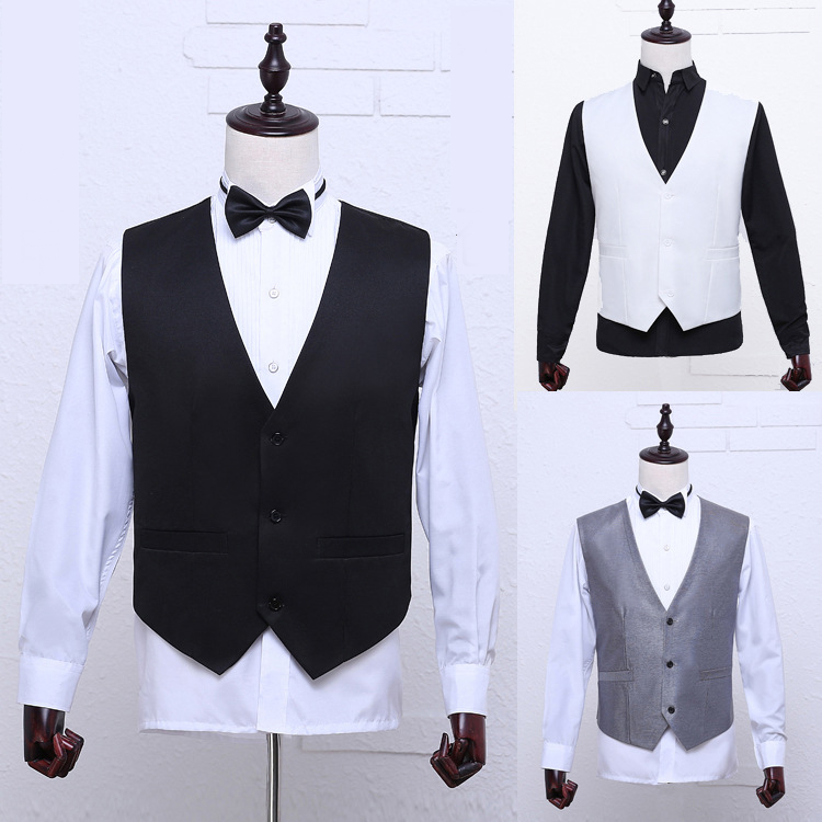 Fashion 2019 Simple New Mens Clothing Men's Vest Hip Hop Bright Tablets Black White Grey Stage Performance Men Waistcoat Vests M
