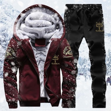 Winter Warm Jacket Suit Men Casual Tracksuit Set Brand Clothing Mens Sweats Suit Two Pieces Zipper Sweatshirt Jacket + Pant Male