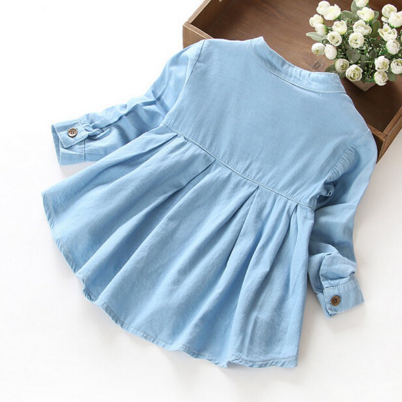 New Spring Fashion Kids Girls Demin Shirts Soft Fabric Long Sleeve Shirt Children Clothing