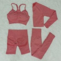 4 PCS Sets Women Seamless yoga set Fitness Sports Suits GYM Cloth Yoga Long Sleeve Shirts High Waist Leggings Workout clothing