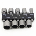 9pcs 6.35mm Hex Shank 5-13mm Socket Wrench Screw Power Drill Adapter Tool Nut Driver Drill Bit Set For Screws Hooks Bolt Heads