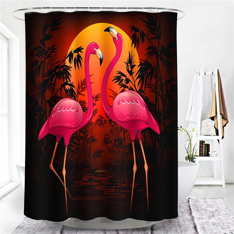 Colorful Giraffe Birds Zoo Animals Bath Door Blackout Screen Washable Fabric Bathroom Decor Shower Curtains rideau de douche