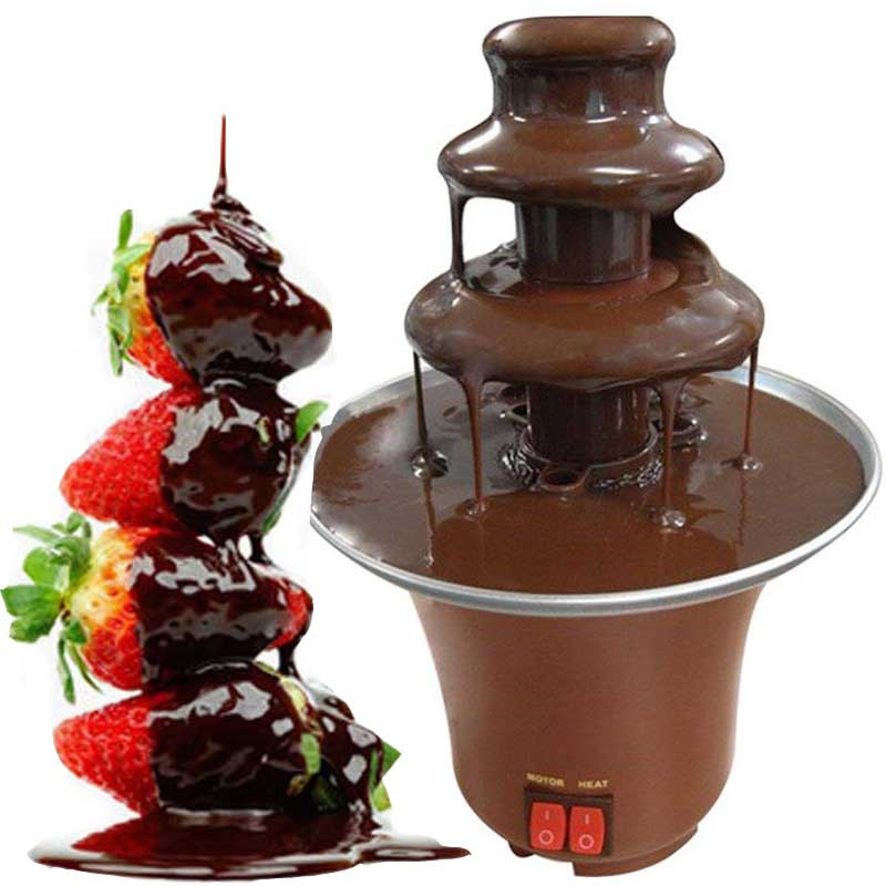 Three Layers Mini Chocolate Fountain Fondue Creative Chocolat Melt With Heating Machine DIY Melt Waterfall Pot Melting fuente de