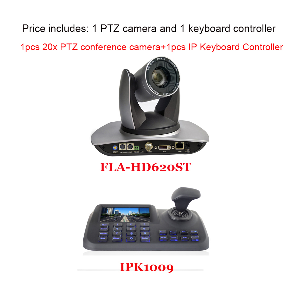 2MP 20x PTZ 1080p Video Conference Camera with Simultaneous DVI and IP Streaming Plus 3 Axis rj45 Keyboard Controller