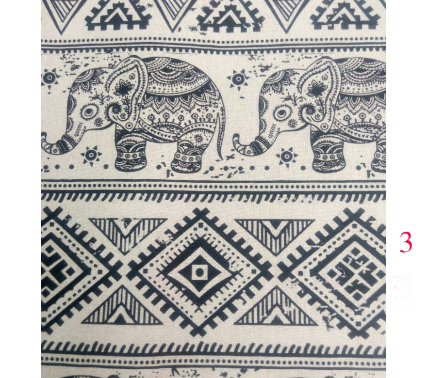 New black white cotton linen fabric vintage Bohemia design elephant pattern DIY Quilt clothes garment fabric cloth width 150cm