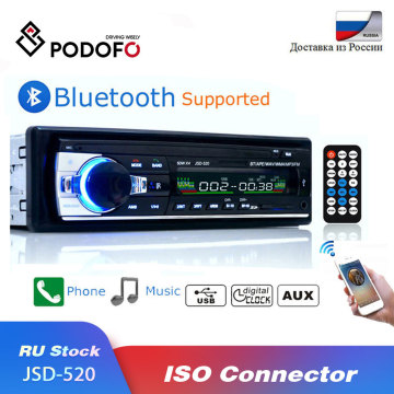 Podofo Bluetooth Autoradio Car Stereo Radio FM Aux Input Receiver SD USB JSD-520 12V In-dash 1 din Car MP3 USB Multimedia Player