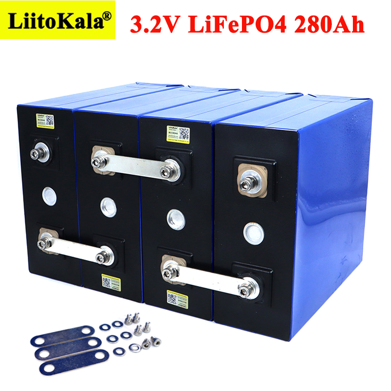 Liitokala 3.2V 280Ah Lifepo4 DIY 4S 16S 12V 24V 280AH Rechargeable Battery Pack for Electric Car RV Solar Energy Storage System