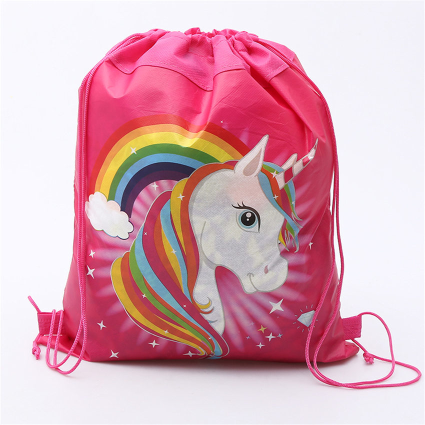 1pcs Cartoon Unicorn drawstring bag kids school Backpack Travel Storage Package Children birthday party gift unicorn party
