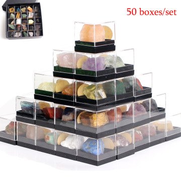 50Pcs Natural Raw Crystal Set Rough Gems Original Stone Gravel Mineral Specimen Healing Birthday Educational Gift With Free Box