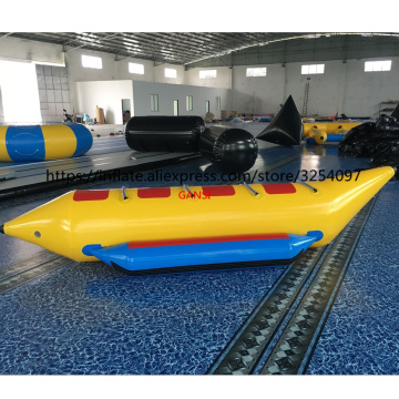 Hot selling inflatable flying fish towable tube 3.8x1.2m inflatable ocean banana boat for skiing on water