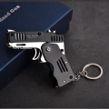 Mini Folding Outdoor tools Can Hold The Key Chain Of The Rubber Band Gun Six Bursts Made All Metal Guns Shooting Toy Gifts Boys