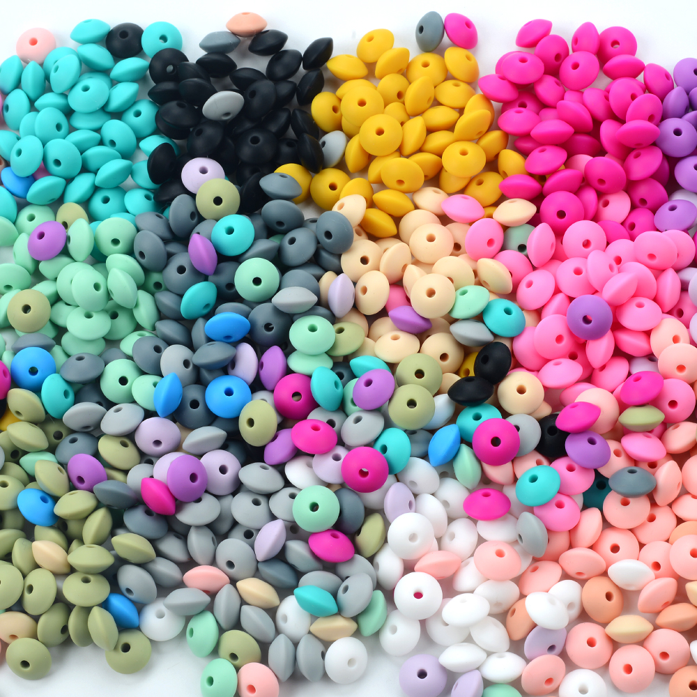 LOFCA 12mm 10Pcs/lot Silicone Lentil Round Beads Teething Baby Teether Chew BPA Free DIY Pacifier Chain Food Grade Silicone