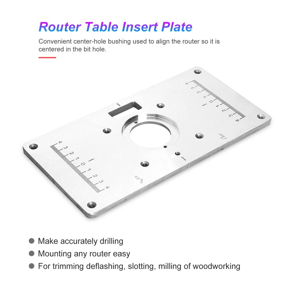 Aluminium Router Table Insert Plate Wood Router Trimmer Models Engraving Machine with 4 Rings for Woodworking Benches Sale