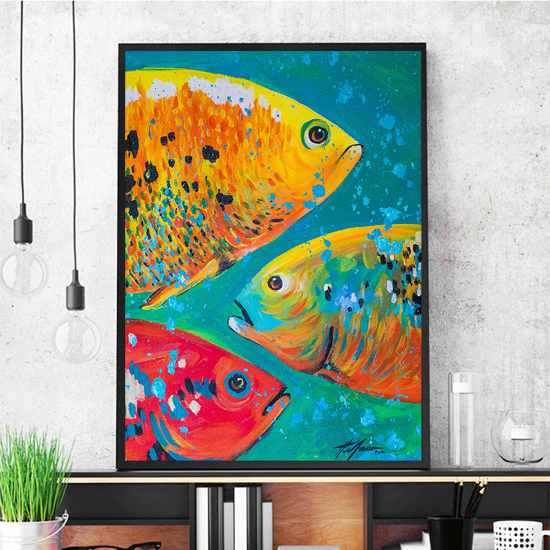 Canvas Art Wild Animals Wall Painting Colorful Fish Oil Canvas Painting Home Decoration Print Poster Art for Living Room