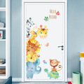 Hand Paint Style Cartoon Door stickers Animal Wall Stickers for Kids RoomArt Design Decorative Stickers Wall Decals Home Decor