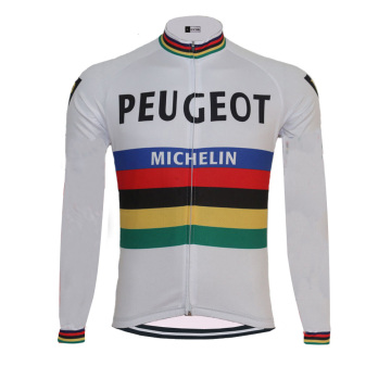 PEUGEOT cycling jersey men pro team winter fleece & no fleece long sleeve bike wear white bicycle clothing mallot ciclismo