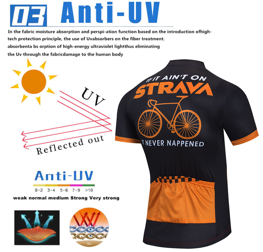 STRAVA Pro Cycling Clothing Men Cycling Set Bike Clothes Breathable Anti-UV Bicycle Wear Short Sleeve Cycling Jersey Set For Man