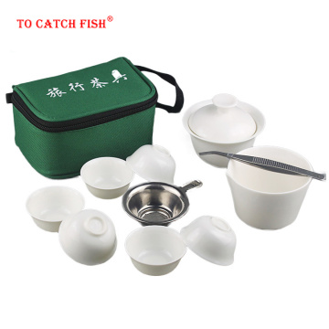 11pcs Set Chinese Portable Kung Fu Tea Set,Porcelain Service Gaiwan Tea Cups Mug of Tea Ceremony Teapot,Ceramic Travel Teacup