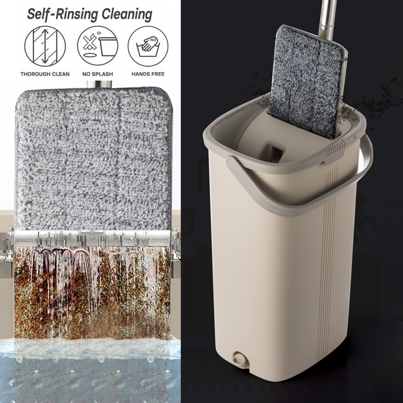 Smart Flat Dry or Wet Mop Bucket With Wringer for Home Kitchen Floor Cleaning Microfiber Mop With Self Cleaning System Bucket