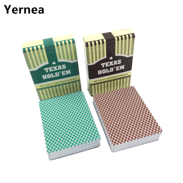 Yernea 2Sets/Lot Baccarat Texas Hold'em Plastic Playing Cards Frosting Poker Cards Green And Brown Board Games 2.48*3.46 inch