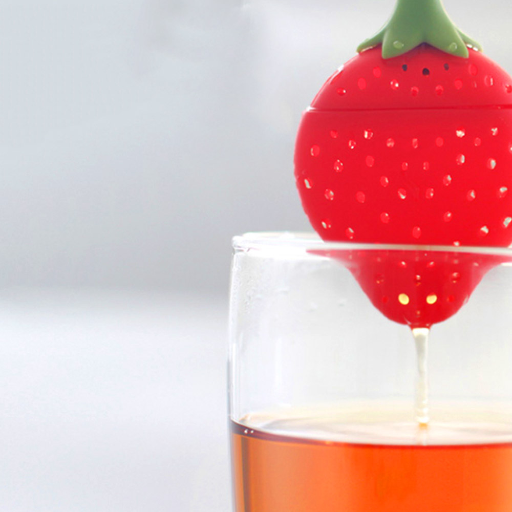 Tea Infuser for Teapot Brew Tea Strainer Silicone Infusers Strawberry Shape Filter Infusers Tea Pot Accessory Infusions for Teas