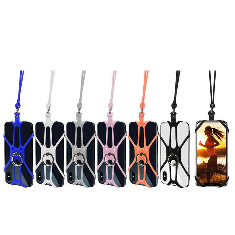 Super-Grip Phone Security Neck Strap Mobile Phone Silicone Rope Lanyard Ring Holder Stand For IPhone 8 X Xr Samsung Sony Xiaomi